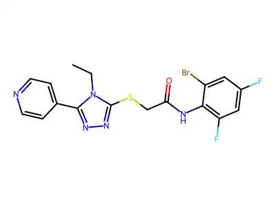 N-(2-bromo-4,6-difluorophenyl)-2-{[4-ethyl-5-(pyridin-4-yl)-4H-1,2,4-triazol-3-yl]sulfanyl}acetamide structure