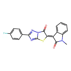 (3Z)-3-[2-(4-fluorophenyl)-6-oxo[1,3]thiazolo[3,2-b][1,2,4]triazol-5(6H)-ylidene]-1-methyl-1,3-dihydro-2H-indol-2-one structure