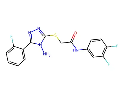 2-[4-amino-5-(2-fluorophenyl)(1,2,4-triazol-3-ylthio)]-N-(3,4-difluorophenyl)a cetamide structure