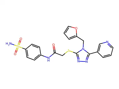 2-{[4-(furan-2-ylmethyl)-5-(pyridin-3-yl)-4H-1,2,4-triazol-3-yl]sulfanyl}-N-(4-sulfamoylphenyl)acetamide structure