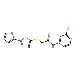 N-(3-chlorophenyl)-2-[[5-(furan-2-yl)-1,3,4-oxadiazol-2-yl]sulfanyl]acetamide structure