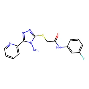 2-(4-amino-5-(2-pyridyl)(1,2,4-triazol-3-ylthio))-N-(3-fluorophenyl)acetamide structure