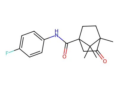 N-(4-fluorophenyl)-1,7,7-trimethyl-2-oxobicyclo[2.2.1]heptane-4-carboxamide structure