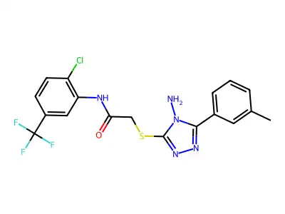 2-((4-amino-5-(m-tolyl)-4H-1,2,4-triazol-3-yl)thio)-N-(2-chloro-5-(trifluoromethyl)phenyl)acetamide structure