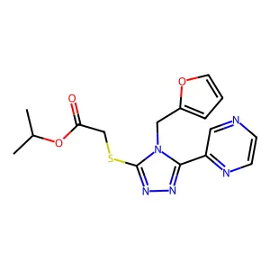 isopropyl {[4-(2-furylmethyl)-5-(2-pyrazinyl)-4H-1,2,4-triazol-3-yl]thio}acetate structure