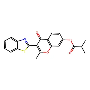 3-(1,3-benzothiazol-2-yl)-2-methyl-4-oxo-4H-chromen-7-yl 2-methylpropanoate structure