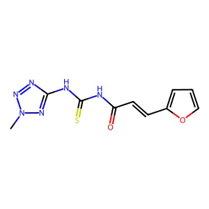 (E)-3-(furan-2-yl)-N-[(2-methyltetrazol-5-yl)carbamothioyl]prop-2-enamide structure