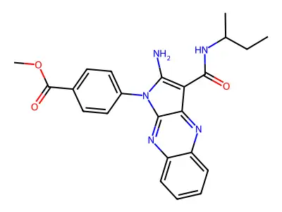Methyl 4-[2-amino-3-(butan-2-ylcarbamoyl)pyrrolo[3,2-b]quinoxalin-1-yl]benzoate structure