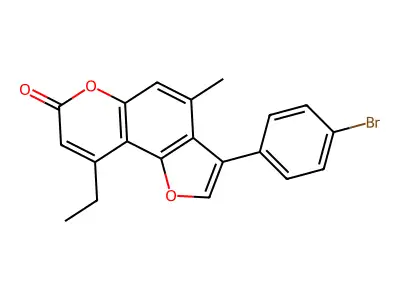3-(4-bromophenyl)-9-ethyl-4-methyl-7H-furo[2,3-f]chromen-7-one structure