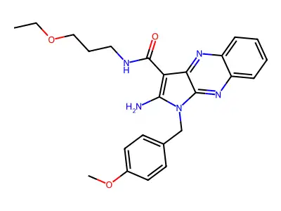 2-amino-N-(3-ethoxypropyl)-1-(4-methoxybenzyl)-1H-pyrrolo[2,3-b]quinoxaline-3-carboxamide structure