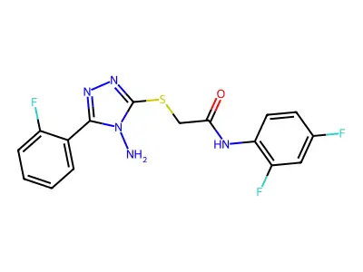 2-[4-amino-5-(2-fluorophenyl)(1,2,4-triazol-3-ylthio)]-N-(2,4-difluorophenyl)a cetamide structure