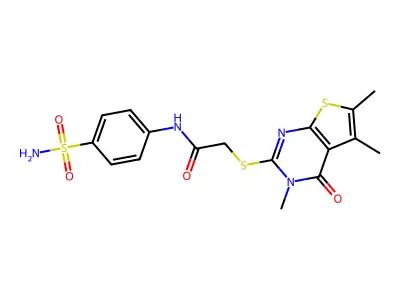 N-(4-sulfamoylphenyl)-2-[(3,5,6-trimethyl-4-oxo-3,4-dihydrothieno[2,3-d]pyrimidin-2-yl)sulfanyl]acetamide structure