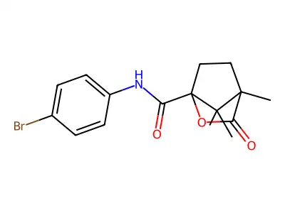 N-(4-bromophenyl)-4,7,7-trimethyl-3-oxo-2-oxabicyclo[2.2.1]heptane-1-carboxamide structure