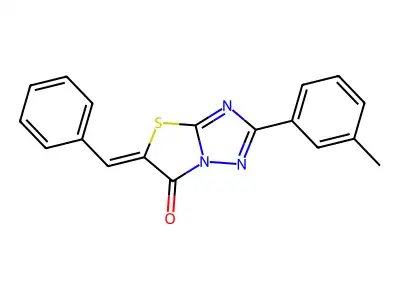 (5Z)-5-benzylidene-2-(3-methylphenyl)[1,3]thiazolo[3,2-b][1,2,4]triazol-6(5H)-one structure