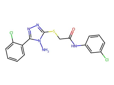 2-((4-amino-5-(2-chlorophenyl)-4H-1,2,4-triazol-3-yl)thio)-N-(3-chlorophenyl)acetamide structure