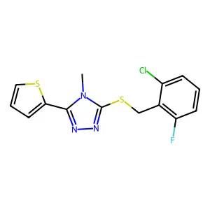 3-[(2-chloro-6-fluorobenzyl)sulfanyl]-4-methyl-5-(thiophen-2-yl)-4H-1,2,4-triazole structure