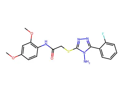 2-[4-amino-5-(2-fluorophenyl)(1,2,4-triazol-3-ylthio)]-N-(2,4-dimethoxyphenyl) acetamide structure