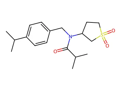 N-(1,1-dioxidotetrahydrothiophen-3-yl)-2-methyl-N-[4-(propan-2-yl)benzyl]propanamide structure
