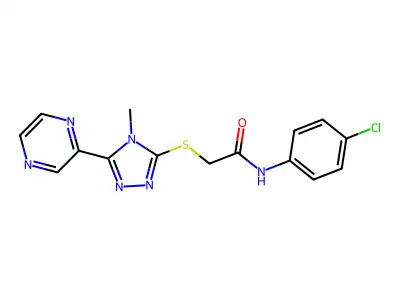 N-(4-chlorophenyl)-2-{[4-methyl-5-(pyrazin-2-yl)-4H-1,2,4-triazol-3-yl]sulfanyl}acetamide structure