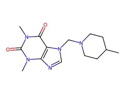 1,3-dimethyl-7-((4-methylpiperidin-1-yl)methyl)-1H-purine-2,6(3H,7H)-dione structure