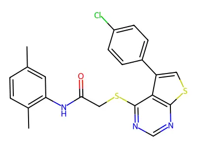 2-{[5-(4-chlorophenyl)thieno[2,3-d]pyrimidin-4-yl]sulfanyl}-N-(2,5-dimethylphenyl)acetamide structure