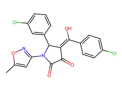 4-(4-chlorobenzoyl)-5-(3-chlorophenyl)-3-hydroxy-1-(5-methyl-1,2-oxazol-3-yl)-2,5-dihydro-1H-pyrrol-2-one structure