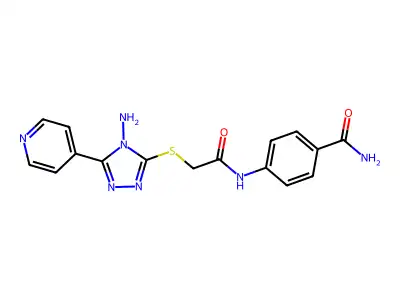 4-[2-(4-Amino-5-(4-pyridyl)-1,2,4-triazol-3-ylthio)acetylamino]benzamide structure