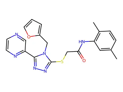 N-(2,5-dimethylphenyl)-2-{[4-(furan-2-ylmethyl)-5-(pyrazin-2-yl)-4H-1,2,4-triazol-3-yl]sulfanyl}acetamide structure