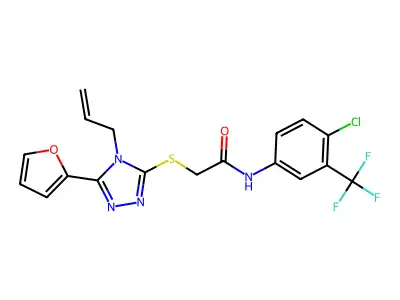 N-[4-chloro-3-(trifluoromethyl)phenyl]-2-{[5-(furan-2-yl)-4-(prop-2-en-1-yl)-4H-1,2,4-triazol-3-yl]sulfanyl}acetamide structure