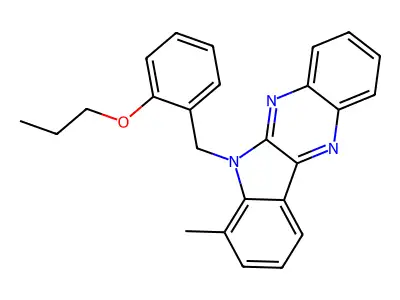 7-methyl-6-(2-propoxybenzyl)-6H-indolo[2,3-b]quinoxaline structure