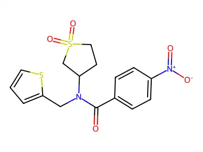 N-(1,1-dioxidotetrahydrothiophen-3-yl)-4-nitro-N-(thiophen-2-ylmethyl)benzamide structure