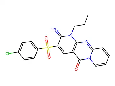 3-[(4-chlorophenyl)sulfonyl]-2-imino-1-propyl-1,2-dihydro-5H-dipyrido[1,2-a:2',3'-d]pyrimidin-5-one structure