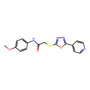 N-(4-methoxyphenyl)-2-{[5-(pyridin-4-yl)-1,3,4-oxadiazol-2-yl]sulfanyl}acetamide structure