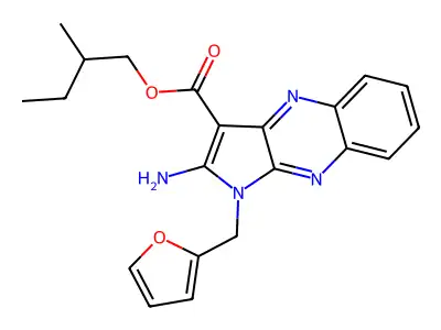 2-methylbutyl 2-amino-1-(furan-2-ylmethyl)-1H-pyrrolo[2,3-b]quinoxaline-3-carboxylate structure