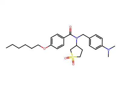 N-[4-(dimethylamino)benzyl]-N-(1,1-dioxidotetrahydrothiophen-3-yl)-4-(hexyloxy)benzamide structure