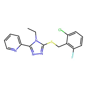 2-(5-((2-Chloro-6-fluorobenzyl)thio)-4-ethyl-4H-1,2,4-triazol-3-YL)pyridine structure