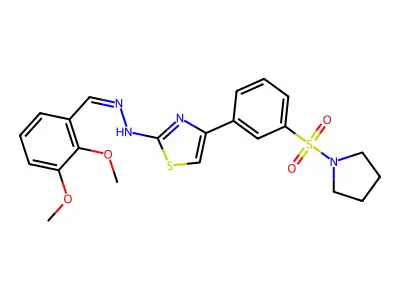 N-[(E)-(2,3-dimethoxyphenyl)methylideneamino]-4-(3-pyrrolidin-1-ylsulfonylphenyl)-1,3-thiazol-2-amine structure