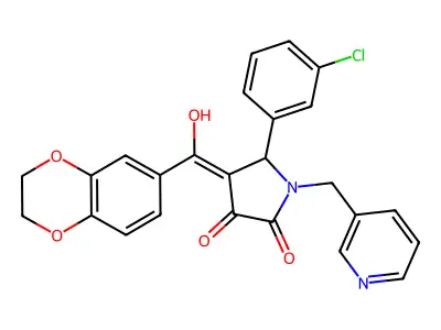 5-(3-chlorophenyl)-4-(2,3-dihydro-1,4-benzodioxine-6-carbonyl)-3-hydroxy-1-[(pyridin-3-yl)methyl]-2,5-dihydro-1H-pyrrol-2-one structure