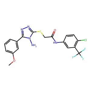 2-{[4-amino-5-(3-methoxyphenyl)-4H-1,2,4-triazol-3-yl]sulfanyl}-N-[4-chloro-3-(trifluoromethyl)phenyl]acetamide structure