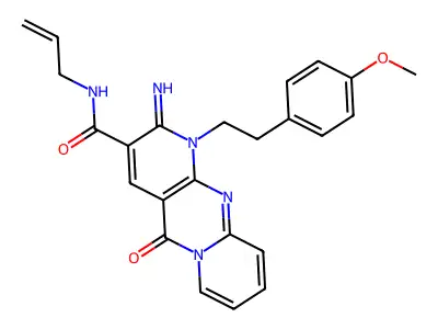 N~3~-allyl-2-imino-1-(4-methoxyphenethyl)-5-oxo-1,5-dihydro-2H-dipyrido[1,2-a:2,3-d]pyrimidine-3-carboxamide structure