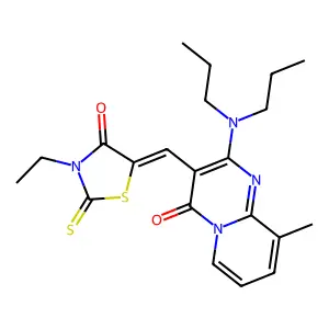 2-(dipropylamino)-3-[(Z)-(3-ethyl-4-oxo-2-thioxo-1,3-thiazolidin-5-ylidene)methyl]-9-methyl-4H-pyrido[1,2-a]pyrimidin-4-one structure