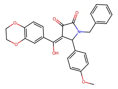 1-benzyl-4-(2,3-dihydro-1,4-benzodioxine-6-carbonyl)-3-hydroxy-5-(4-methoxyphenyl)-2,5-dihydro-1H-pyrrol-2-one structure