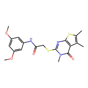 N-(3,5-dimethoxyphenyl)-2-[(3,5,6-trimethyl-4-oxo-3,4-dihydrothieno[2,3-d]pyrimidin-2-yl)sulfanyl]acetamide structure
