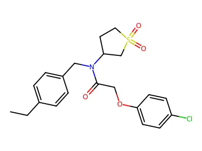 2-(4-chlorophenoxy)-N-(1,1-dioxidotetrahydrothiophen-3-yl)-N-(4-ethylbenzyl)acetamide structure