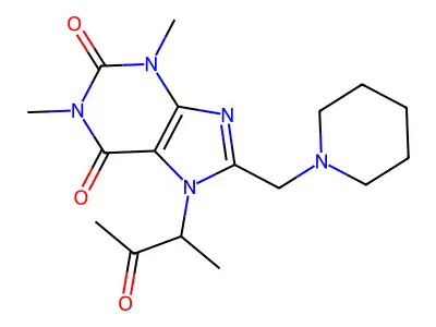 1,3-Dimethyl-7-(3-oxobutan-2-yl)-8-(piperidin-1-ylmethyl)purine-2,6-dione structure