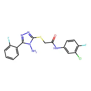 C16H12ClF2N5OS structure