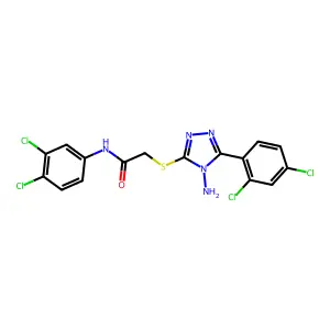 2-[4-amino-5-(2,4-dichlorophenyl)(1,2,4-triazol-3-ylthio)]-N-(3,4-dichlorophen yl)acetamide structure