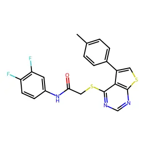 N-(3,4-difluorophenyl)-2-{[5-(4-methylphenyl)thieno[2,3-d]pyrimidin-4-yl]sulfanyl}acetamide structure