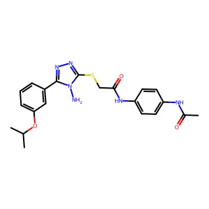 N-[4-(acetylamino)phenyl]-2-{4-amino-5-[3-(methylethoxy)phenyl](1,2,4-triazol-3-ylthio)}acetamide structure
