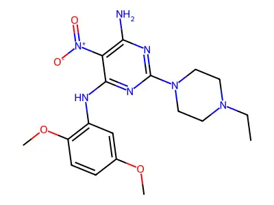 N4-(2,5-dimethoxyphenyl)-2-(4-ethylpiperazin-1-yl)-5-nitropyrimidine-4,6-diamine structure